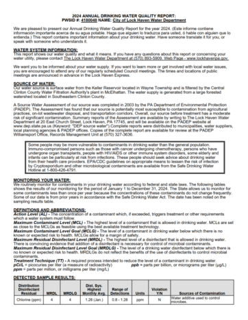 picture of the water quality report
